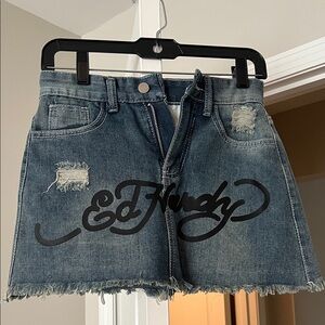 Women’s denim Ed Hardy miniskirt NWT